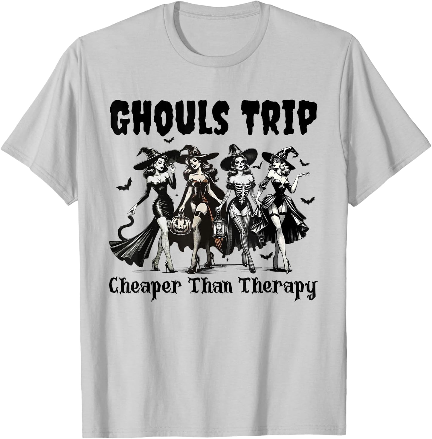 Vintage Ghouls Trip Cheaper Than Witch Therapy Halloween T-Shirt - T-Shirt | Ash