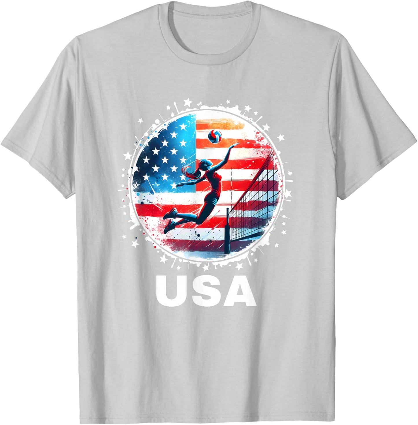 USA Women United States American Flag Volleyball USA Team T-Shirt - T-Shirt | Ash