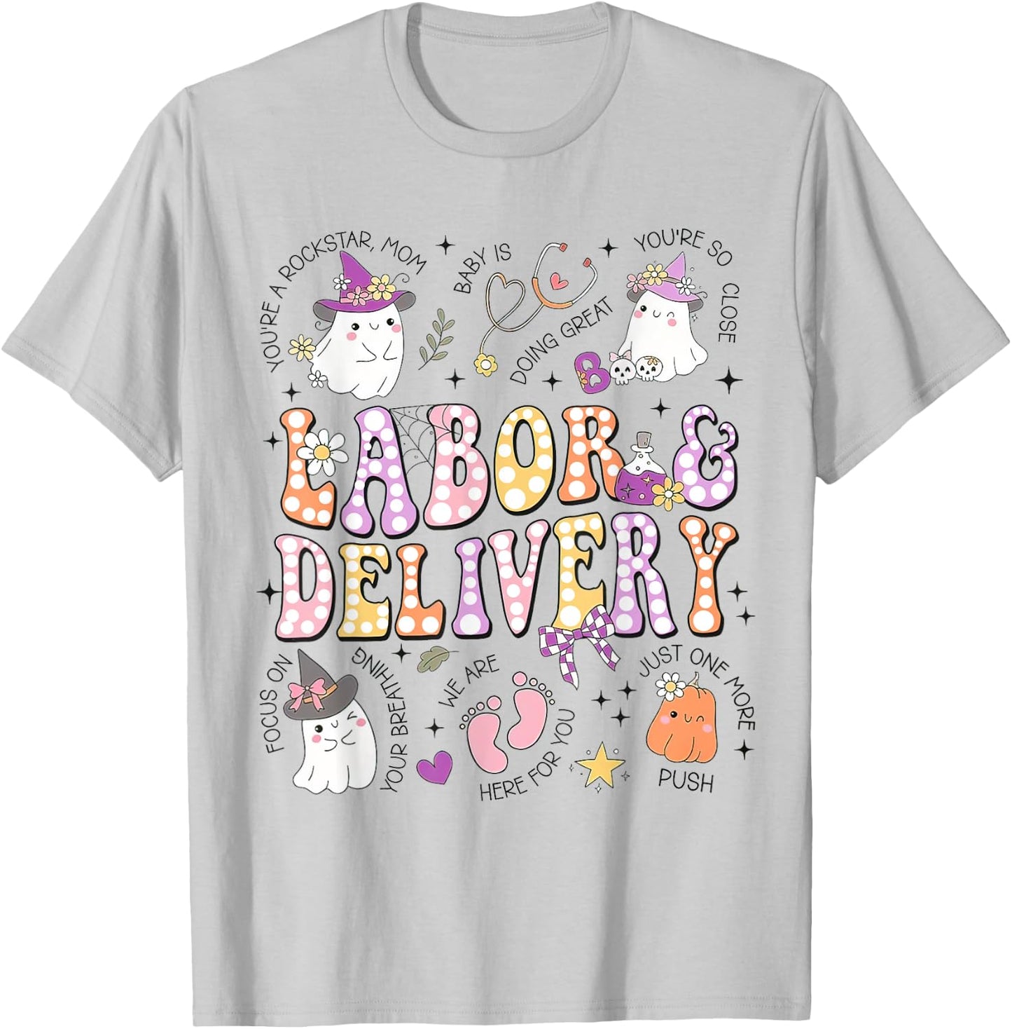 Halloween Labor And Delivery Nurse, Halloween L&D Nurse T-Shirt - T-Shirt | Ash