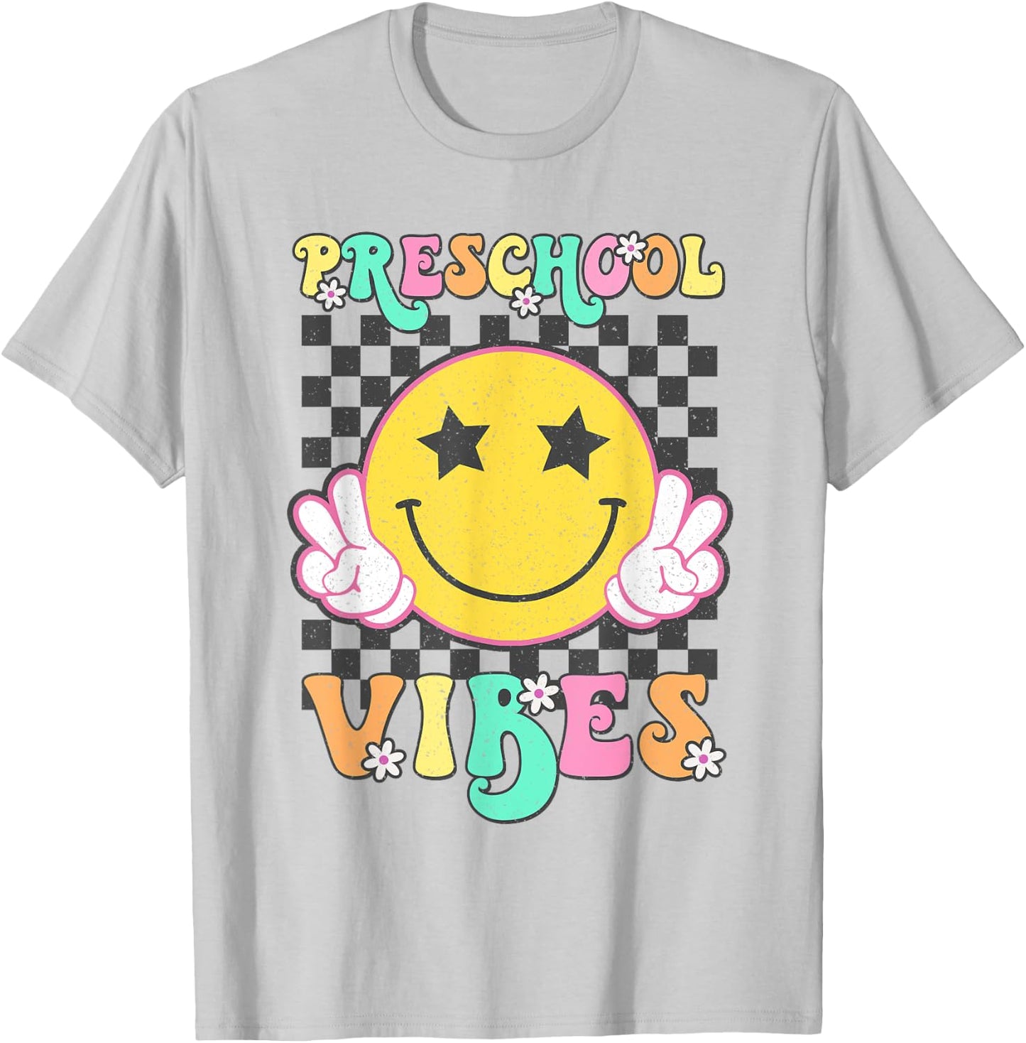 Preschool Vibes Smile Face Back to School Preschool Girl Kid T-Shirt - T-Shirt | Ash