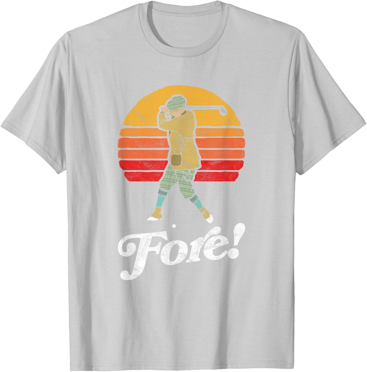 Fore! Vintage Golf Swing Retro Style Golfer T-Shirt - T-Shirt | Ash