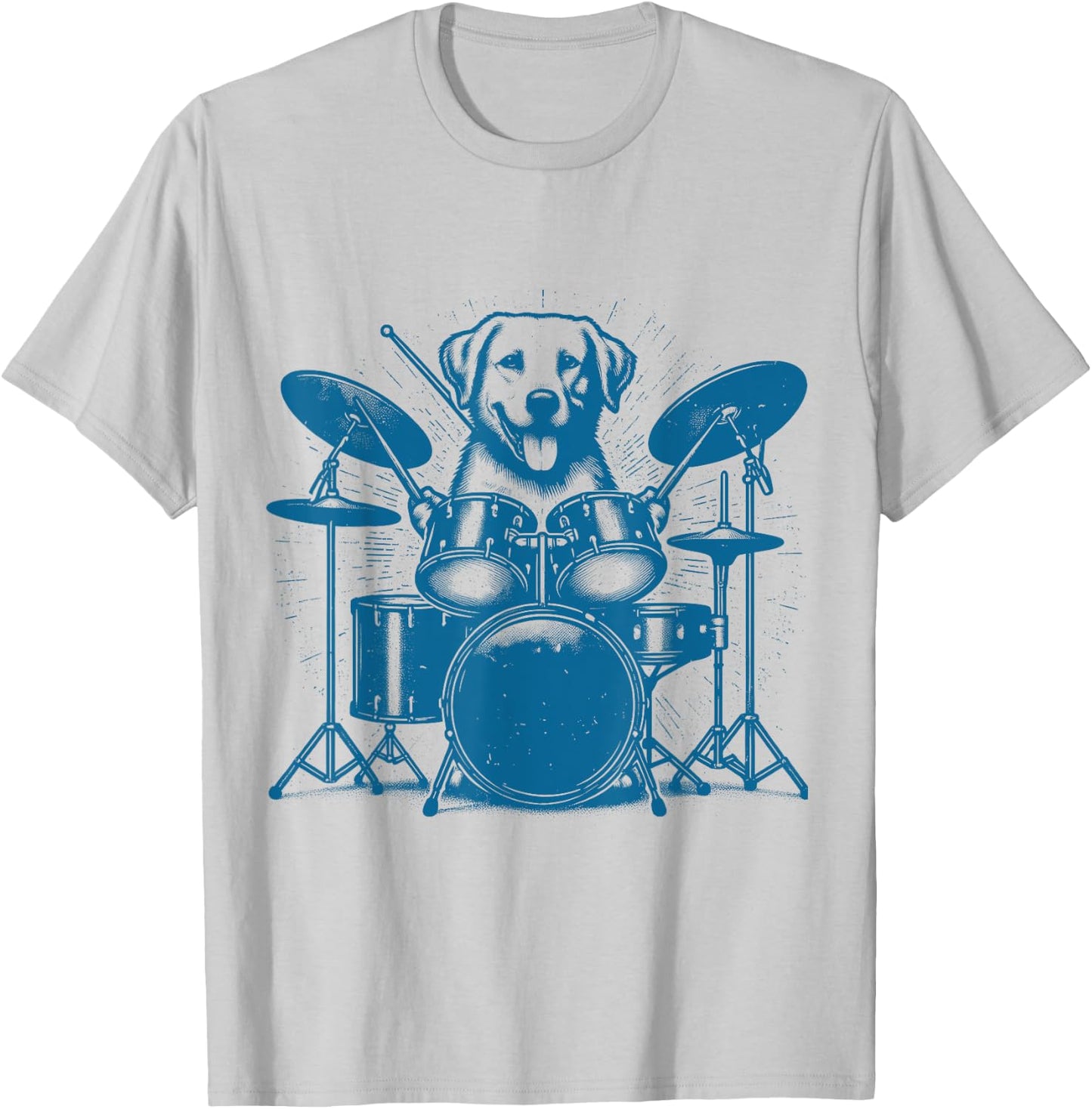 Drummer Dog Playing Drums Vintage Art Dog On Drums Women T-Shirt - T-Shirt | Ash