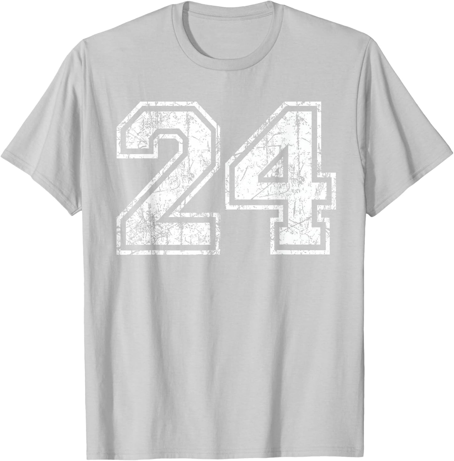 Basketball Player Jersey Number 24 Vintage Distressed Gift T-Shirt - T-Shirt | Ash
