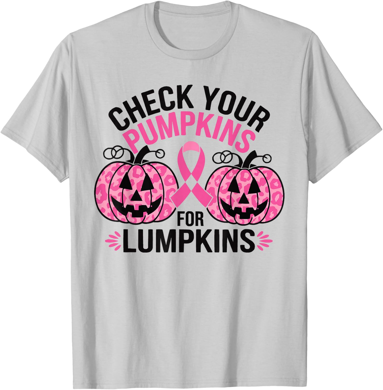 Check Your Pumpkins Breast Cancer Awareness For Halloween T-Shirt - T-Shirt | Ash
