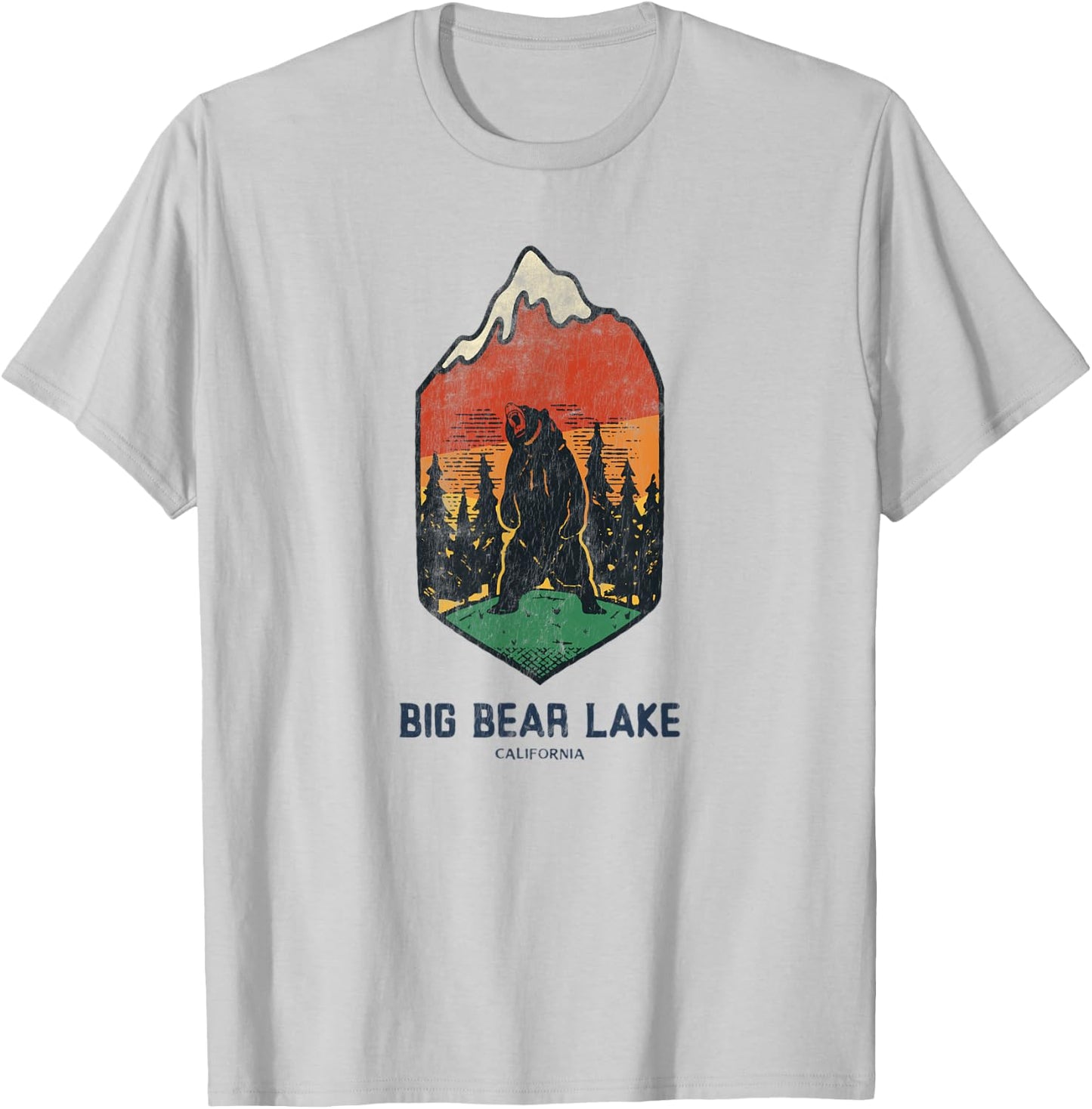Vintage Retro Big Bear Lake California T-Shirt - T-Shirt | Ash