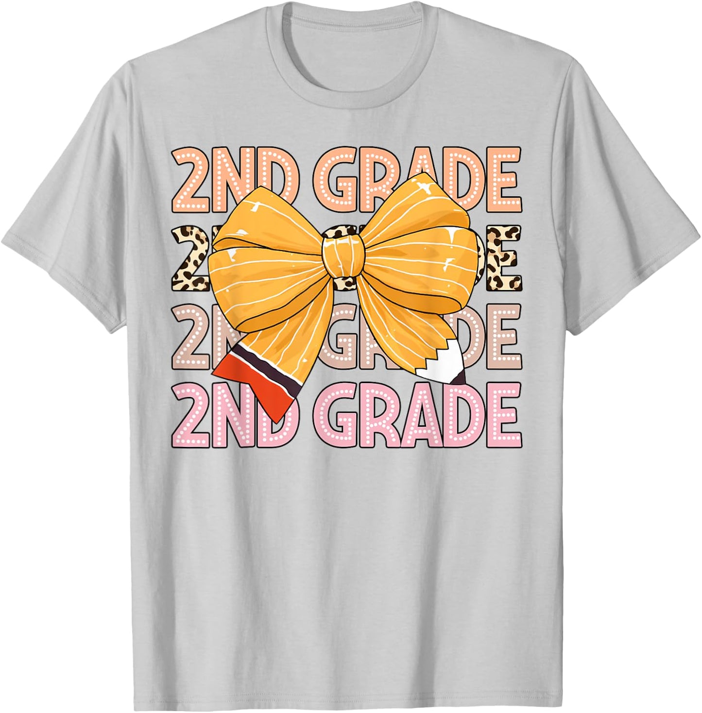2nd Grade Teacher Pencil Coquette Bow Back To School Women Girls Kids T-Shirt - T-Shirt | Ash