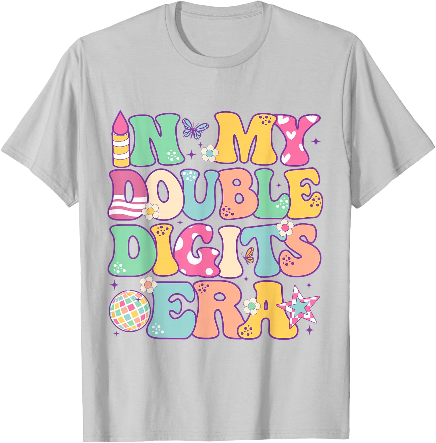 10th Birthday Girls 10yr Old Bday In My Double Digits Era T-Shirt - T-Shirt | Ash