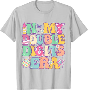 10th Birthday Girls 10yr Old Bday In My Double Digits Era T-Shirt - T-Shirt | Ash