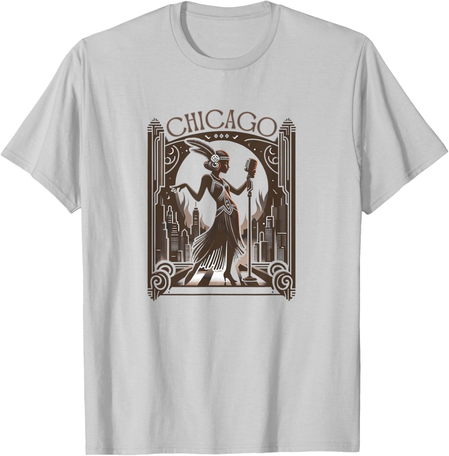 Chicago Jazz Art Deco 1920s Musical Theatre Musicals Flapper T-Shirt - T-Shirt | Ash