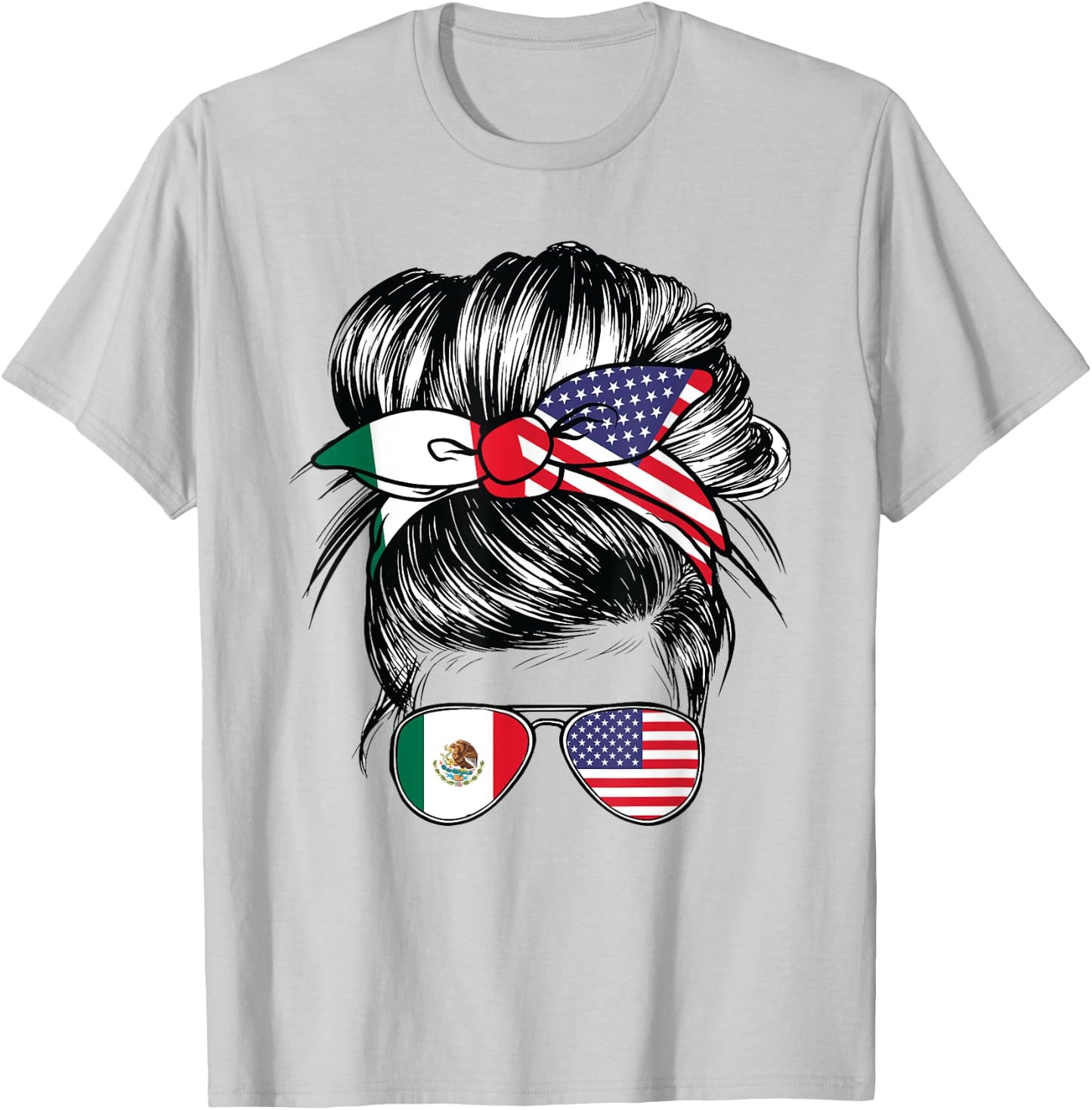 Mexican Flag Mexico Women American USA Heritage Mexico T-Shirt - T-Shirt | Ash