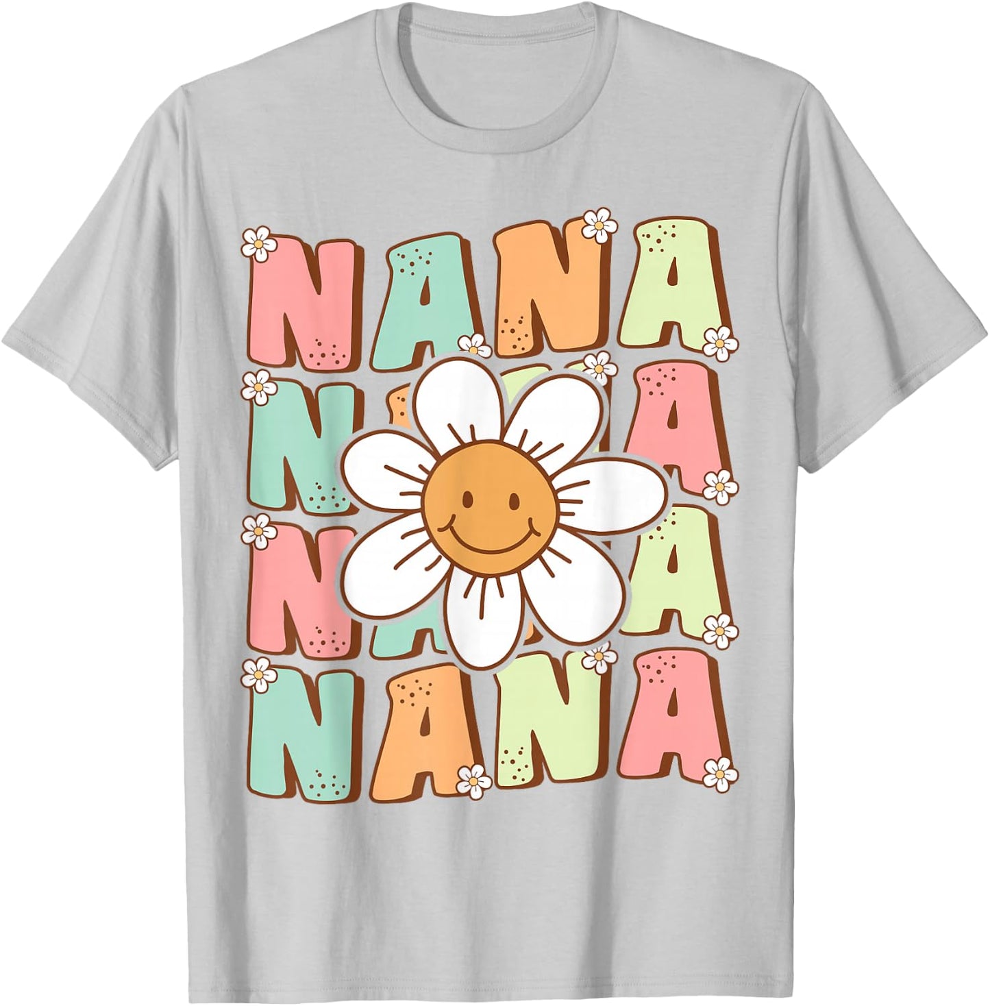 Cute Groovy Nana 70s Family Birthday Party Daisy Flower T-Shirt - T-Shirt | Ash