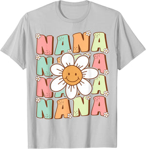 Cute Groovy Nana 70s Family Birthday Party Daisy Flower T-Shirt - T-Shirt | Ash