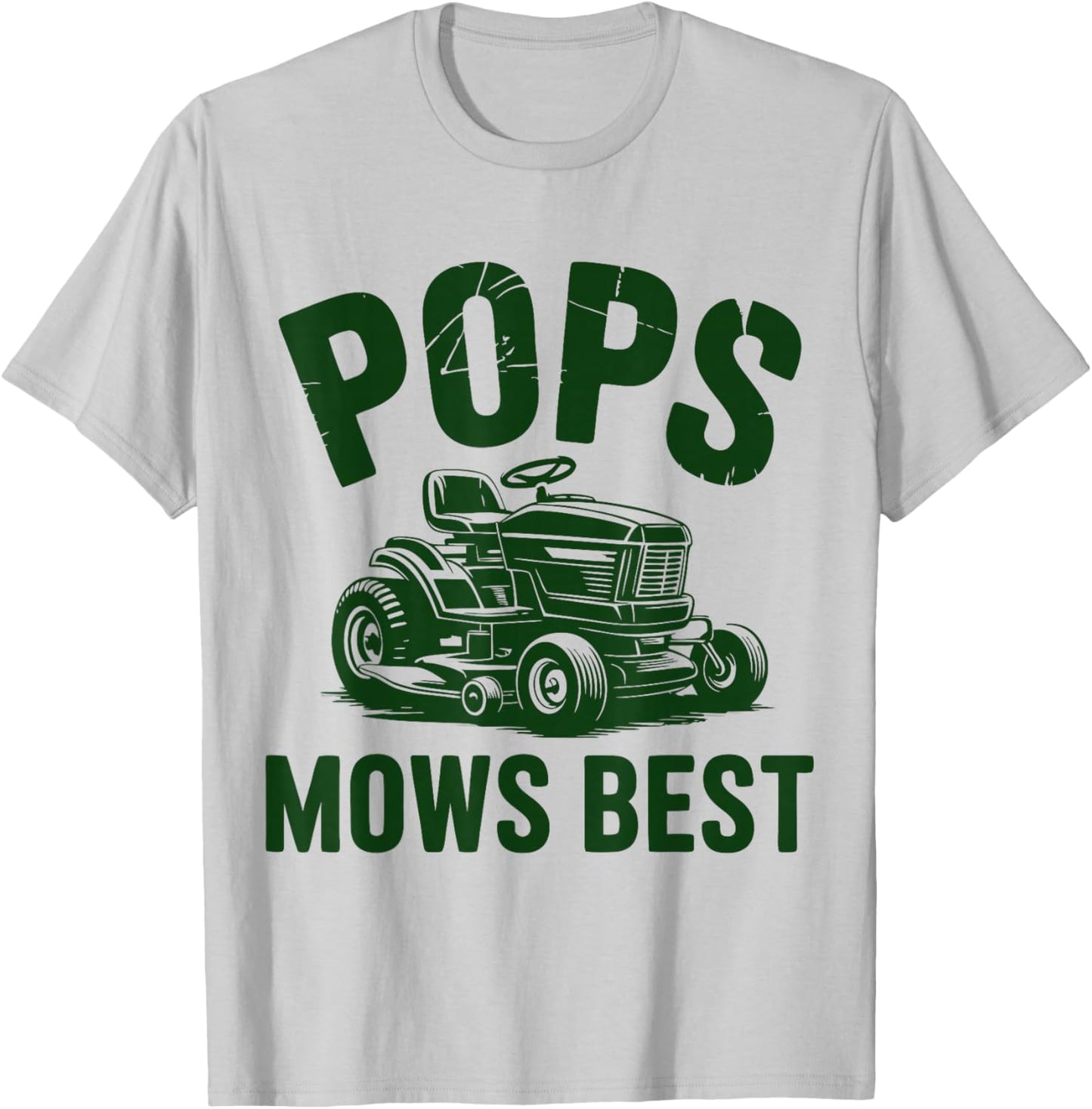 Pops Mows Best Father Dad Funny Fathers Day Mowing Vintage T-Shirt - T-Shirt | Ash