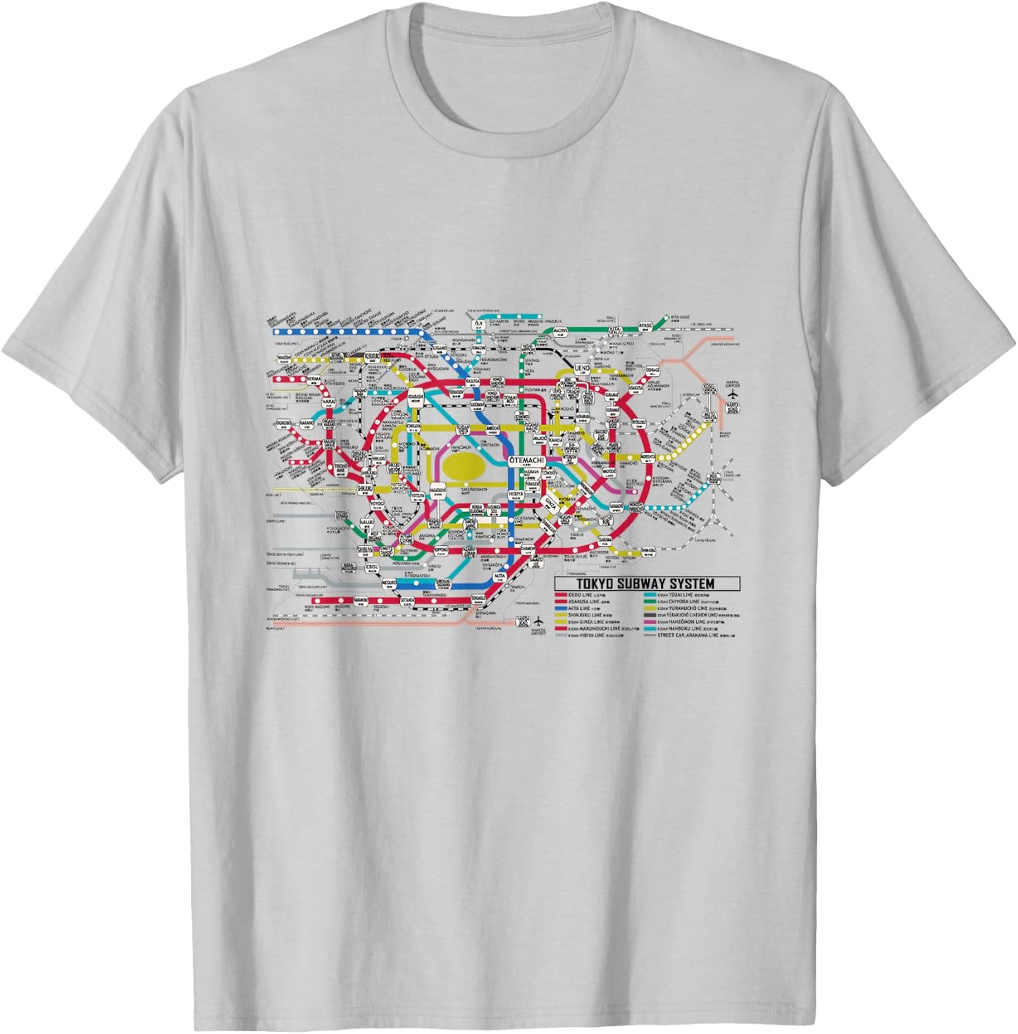 Tokyo Subway Map - Map of the Tokyo Subway System T-Shirt - T-Shirt | Ash