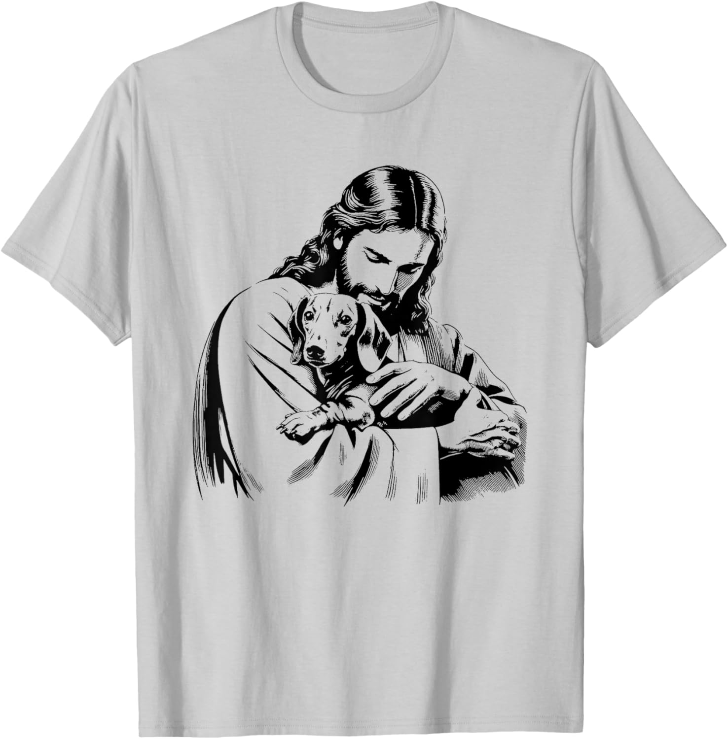 Jesus Dachshund Dog - Funny Christian Religious Dog Lover T-Shirt - T-Shirt | Ash