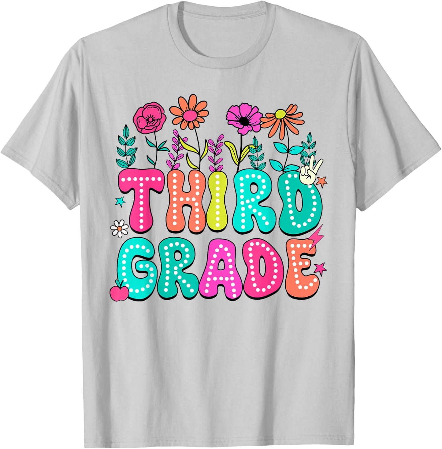 3rd Grade Teacher Student Wildflower Back To School Floral Women Girls Kids T-Shirt - T-Shirt | Ash