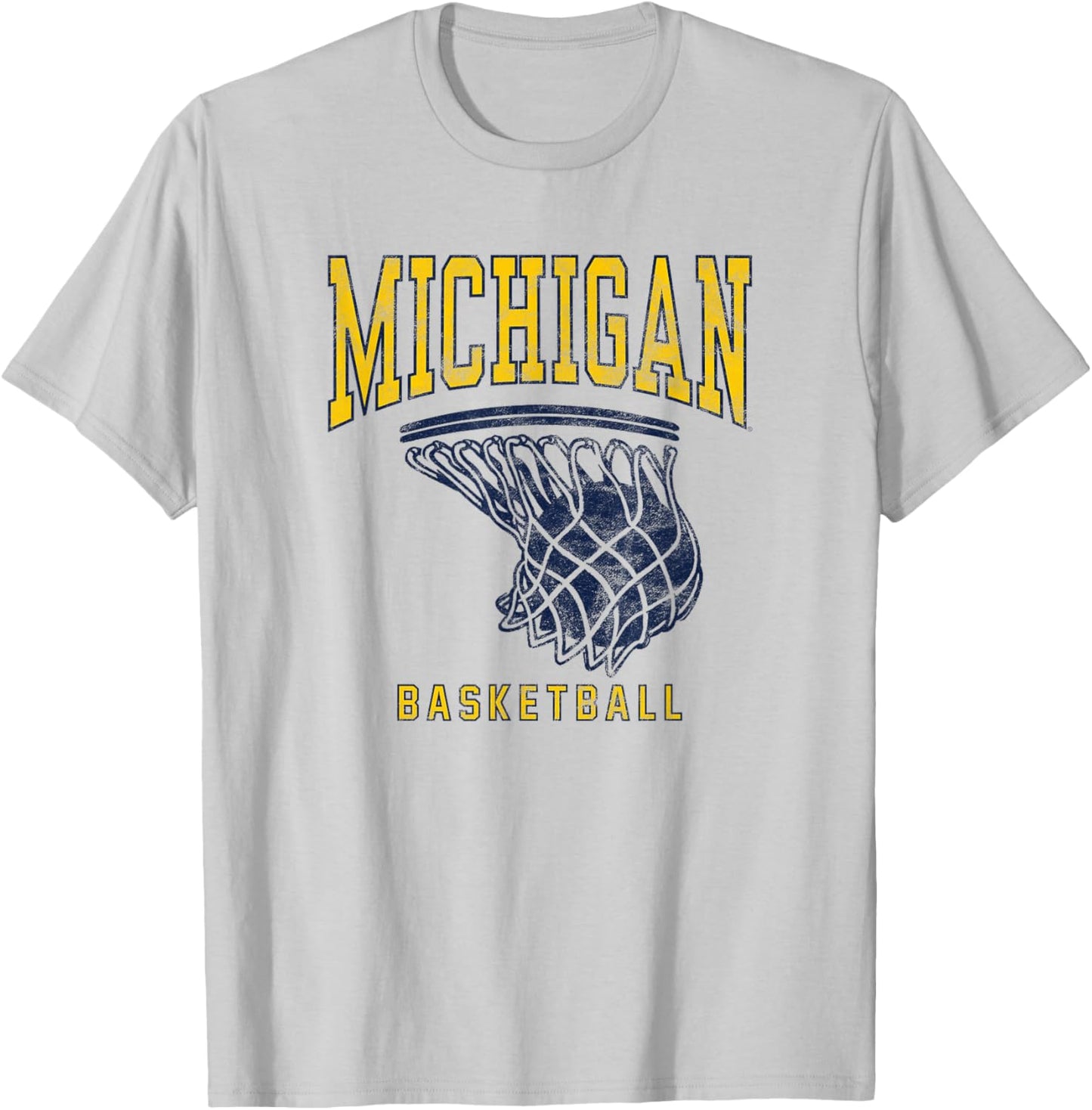 University of Michigan Wolverines U of M Basketball Hoop T-Shirt - T-Shirt | Ash