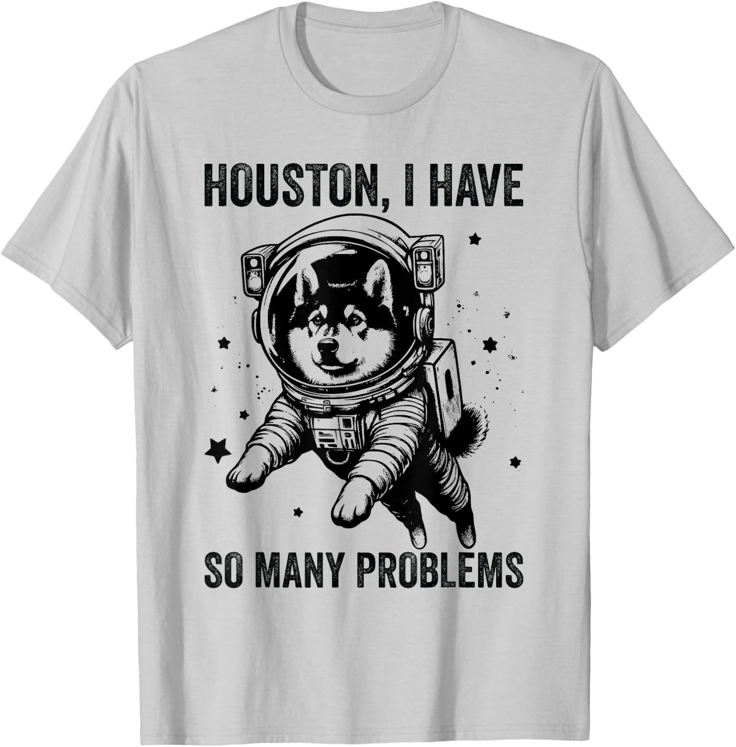 Dog Dad Mom Space - Houston Problem Norwegian Elkhound Men Women T-Shirt - T-Shirt | Ash