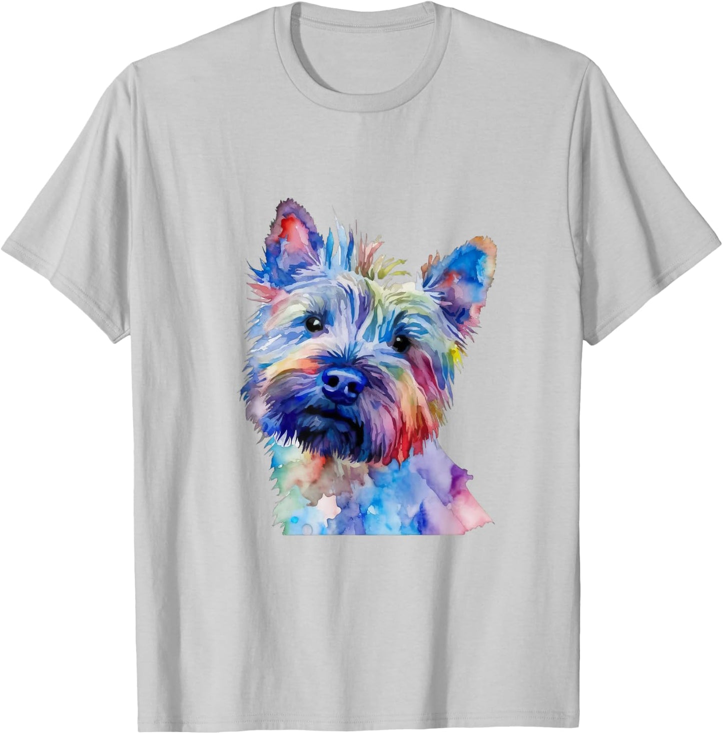 Cairn Terrier Dog Colorful Watercolor Dog Men Women Kids T-Shirt - T-Shirt | Ash