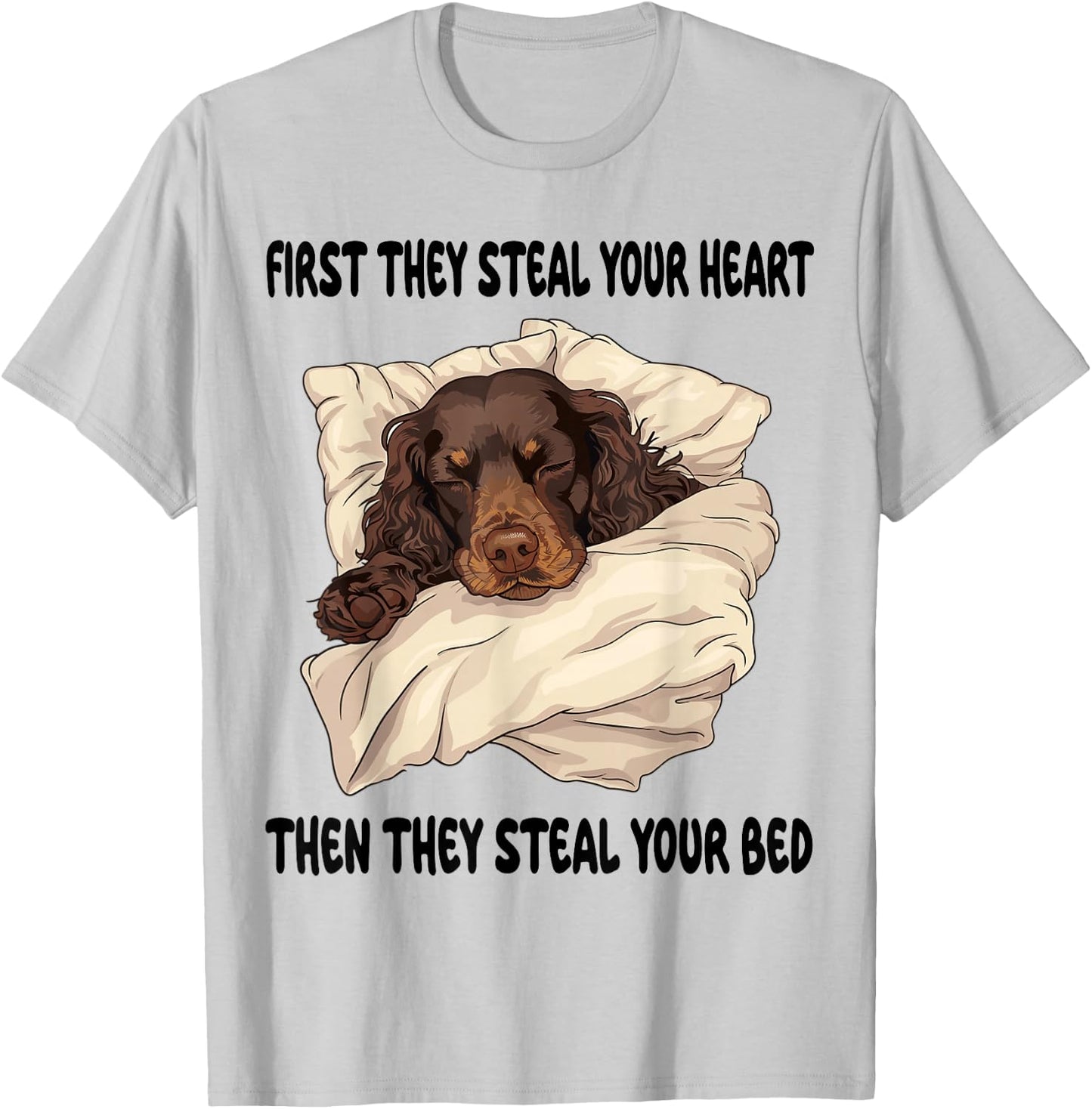 Boykin Spaniel Sleeping Pajamas Nightgown T-Shirt - T-Shirt | Ash