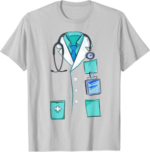 Doctor Costume Halloween White Lab Coat Men Women Kids T-Shirt - T-Shirt | Ash