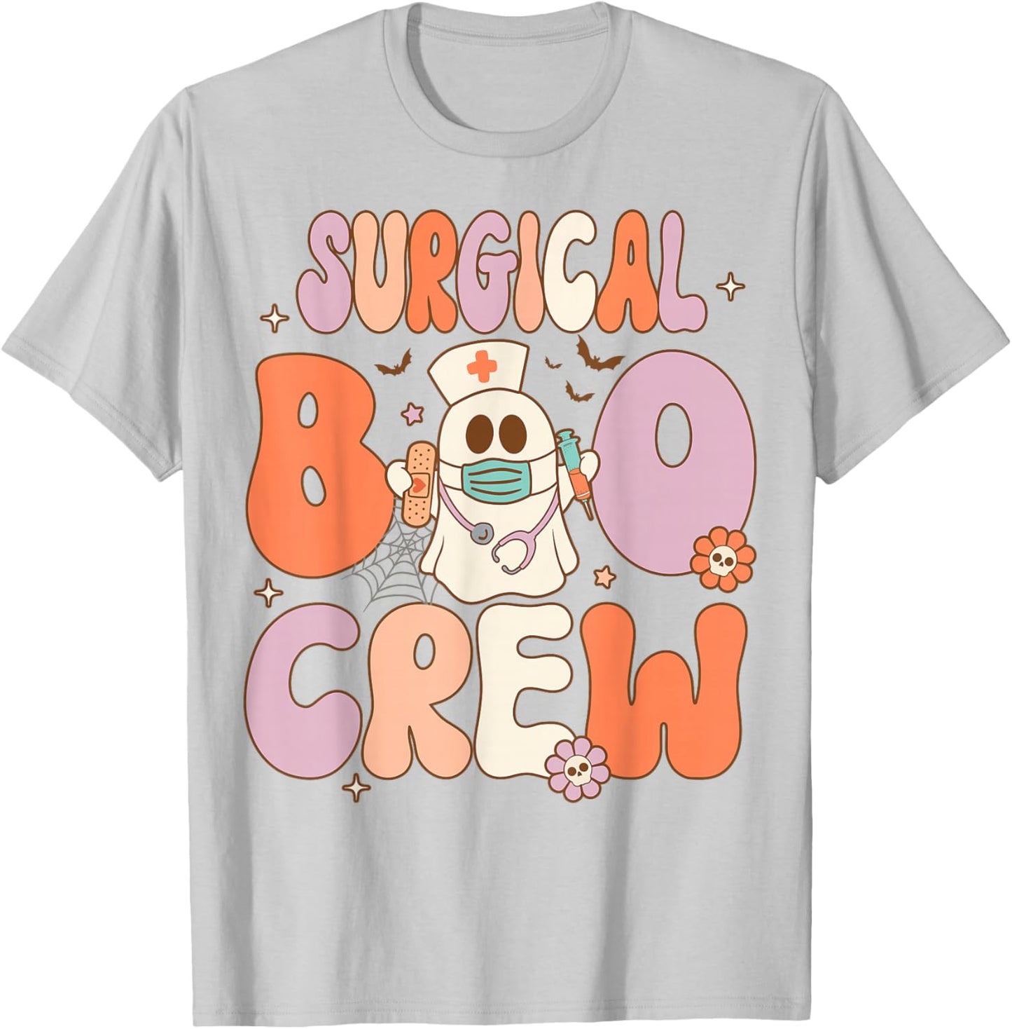 Surgical Boo Crew Nurse Funny Halloween Easy Costume T-Shirt - T-Shirt | Ash
