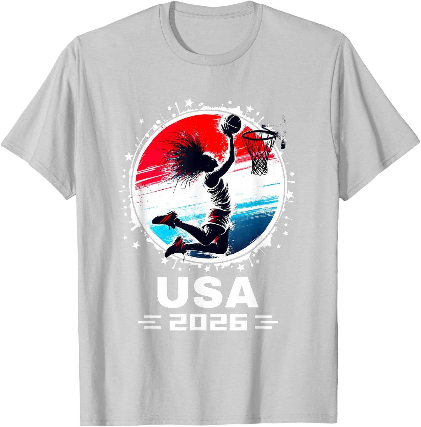 Basketball 2026 Women Basketball USA Flag 2026 T-Shirt - T-Shirt | Ash