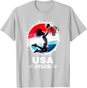 Basketball 2026 Women Basketball USA Flag 2026 T-Shirt - T-Shirt | Ash