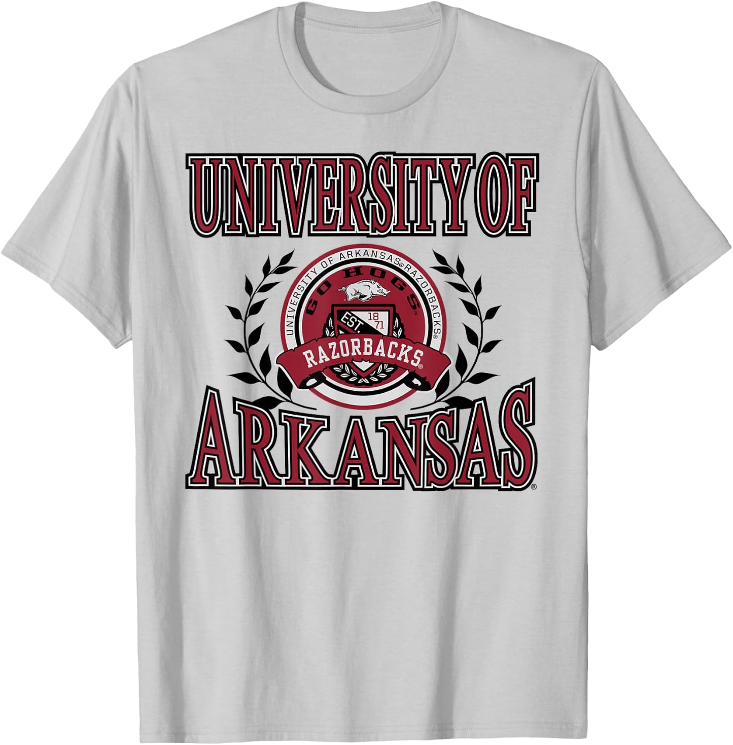 Arkansas Razorbacks Laurels Officially Licensed T-Shirt - T-Shirt | Ash