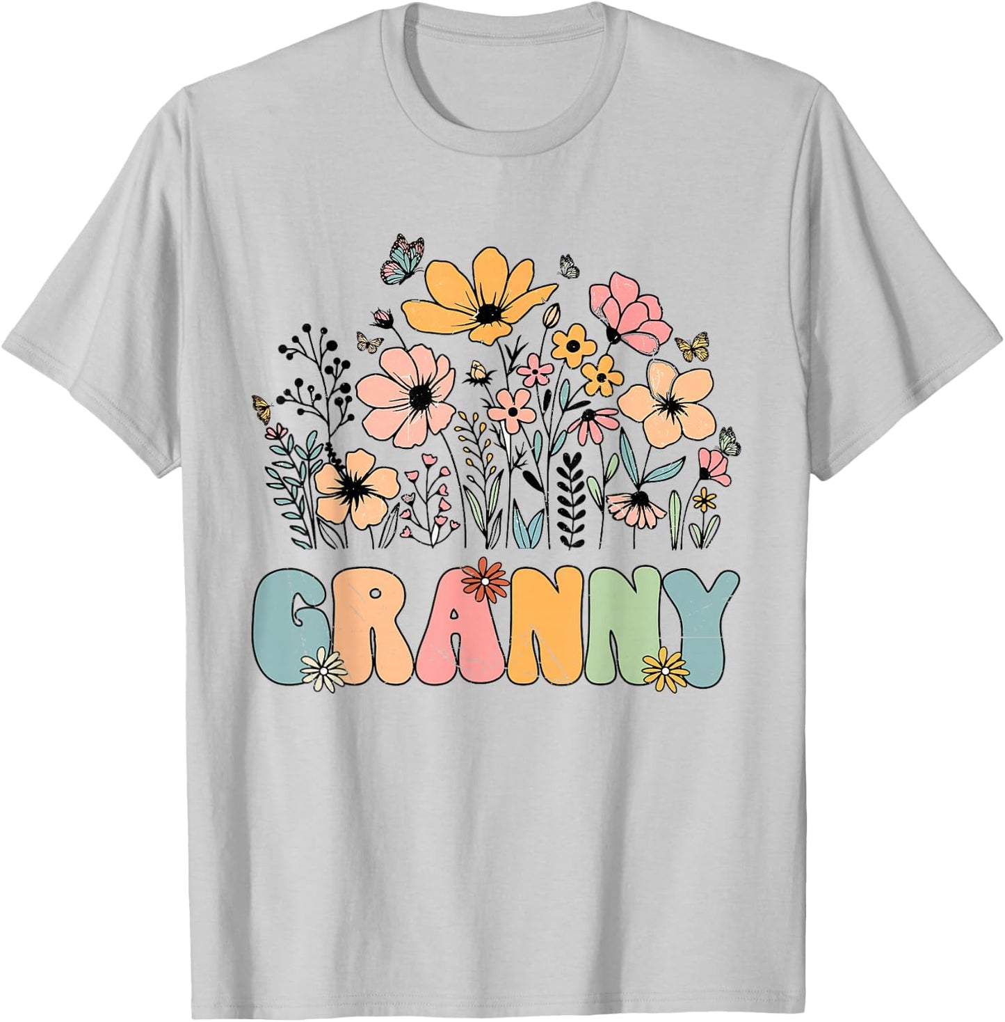 Wildflower Granny shirt for Grandma Grandmother Announcement T-Shirt - T-Shirt | Ash