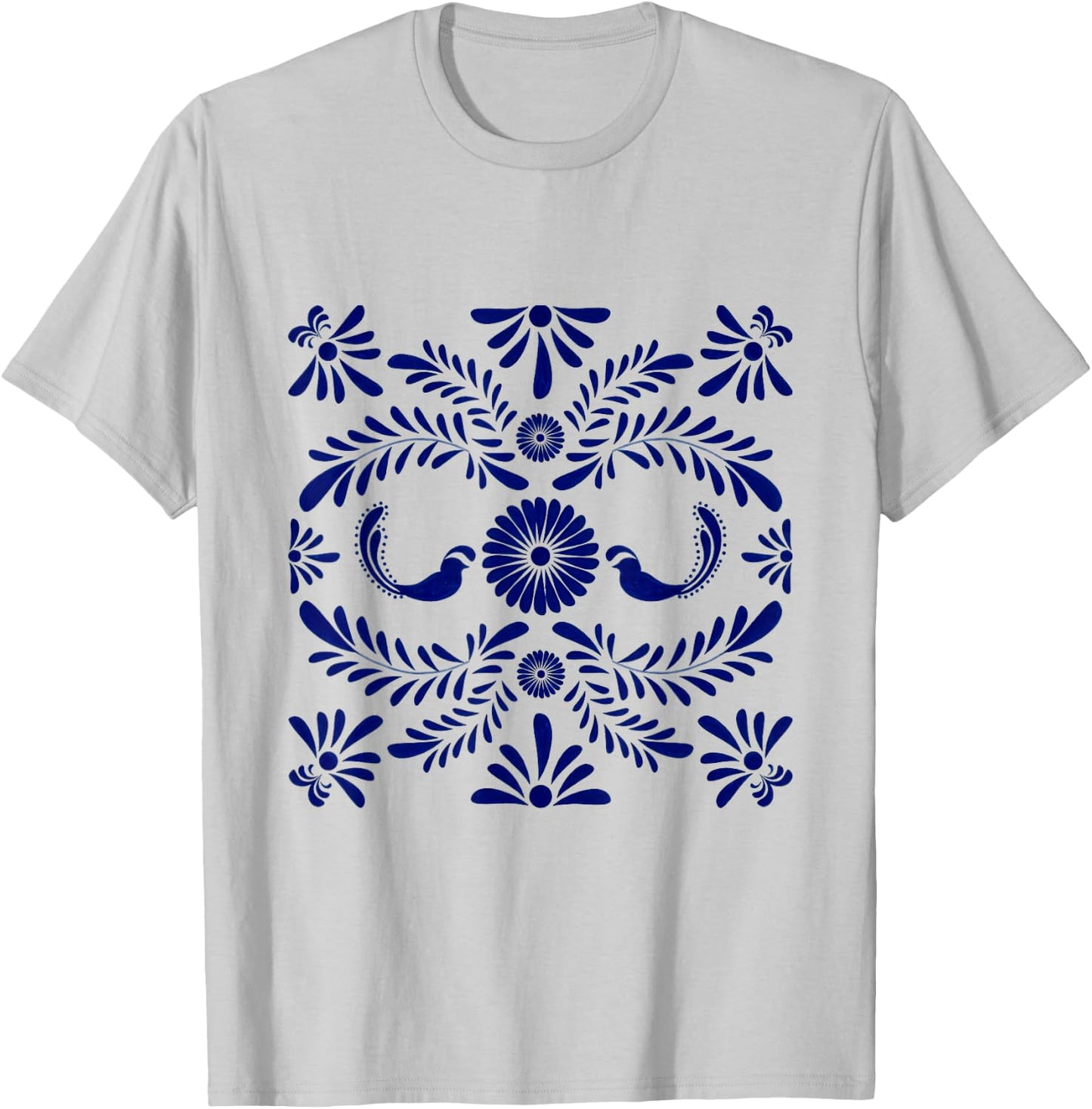 Mexican Talavera Pattern T-Shirt - T-Shirt | Ash