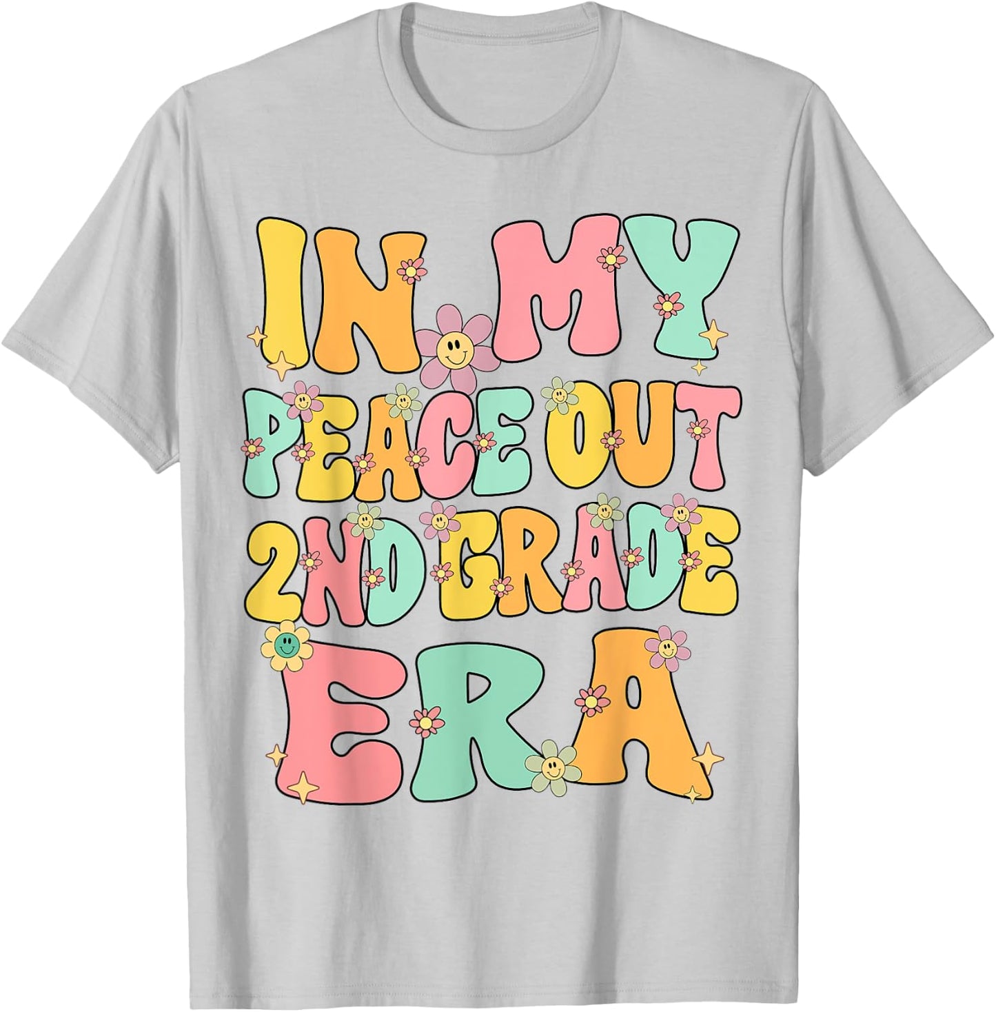 In My Peace Out 2nd Grade Era Groovy Last Day Of 2nd Grade T-Shirt - T-Shirt | Ash