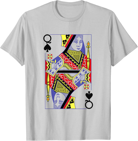 Queen of Spades Royal Flush Costume Halloween Playing Cards T-Shirt - T-Shirt | Ash