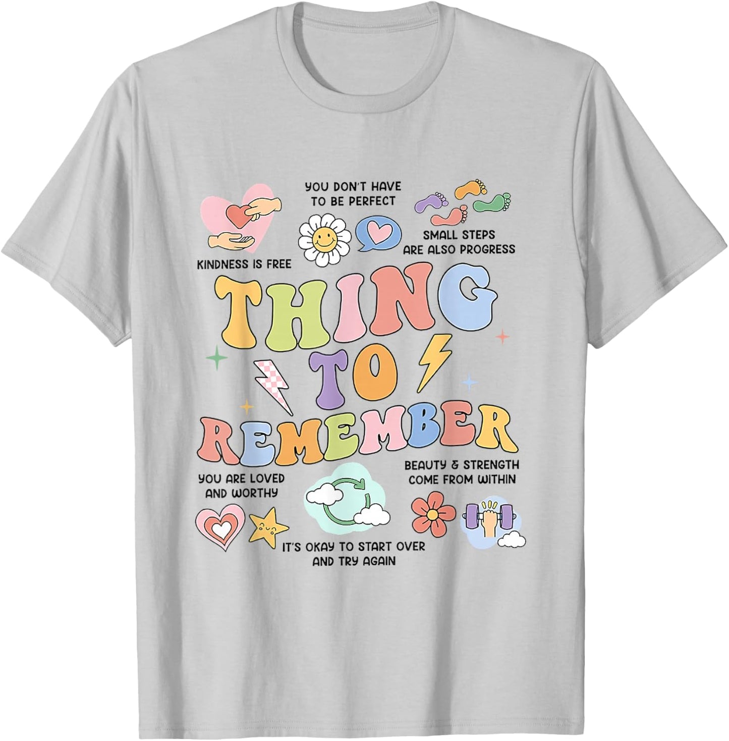 Mental Health Things to Remember CBT DBT Therapy Counseling T-Shirt - T-Shirt | Ash