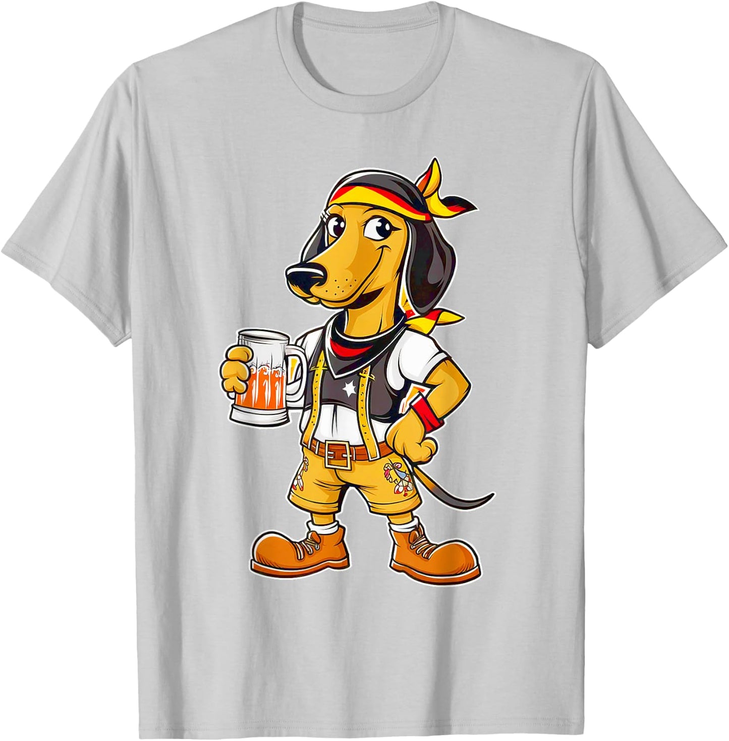 Dachshund German Clothing Oktoberfest Lederhosen Men's Cheers T-Shirt - T-Shirt | Ash