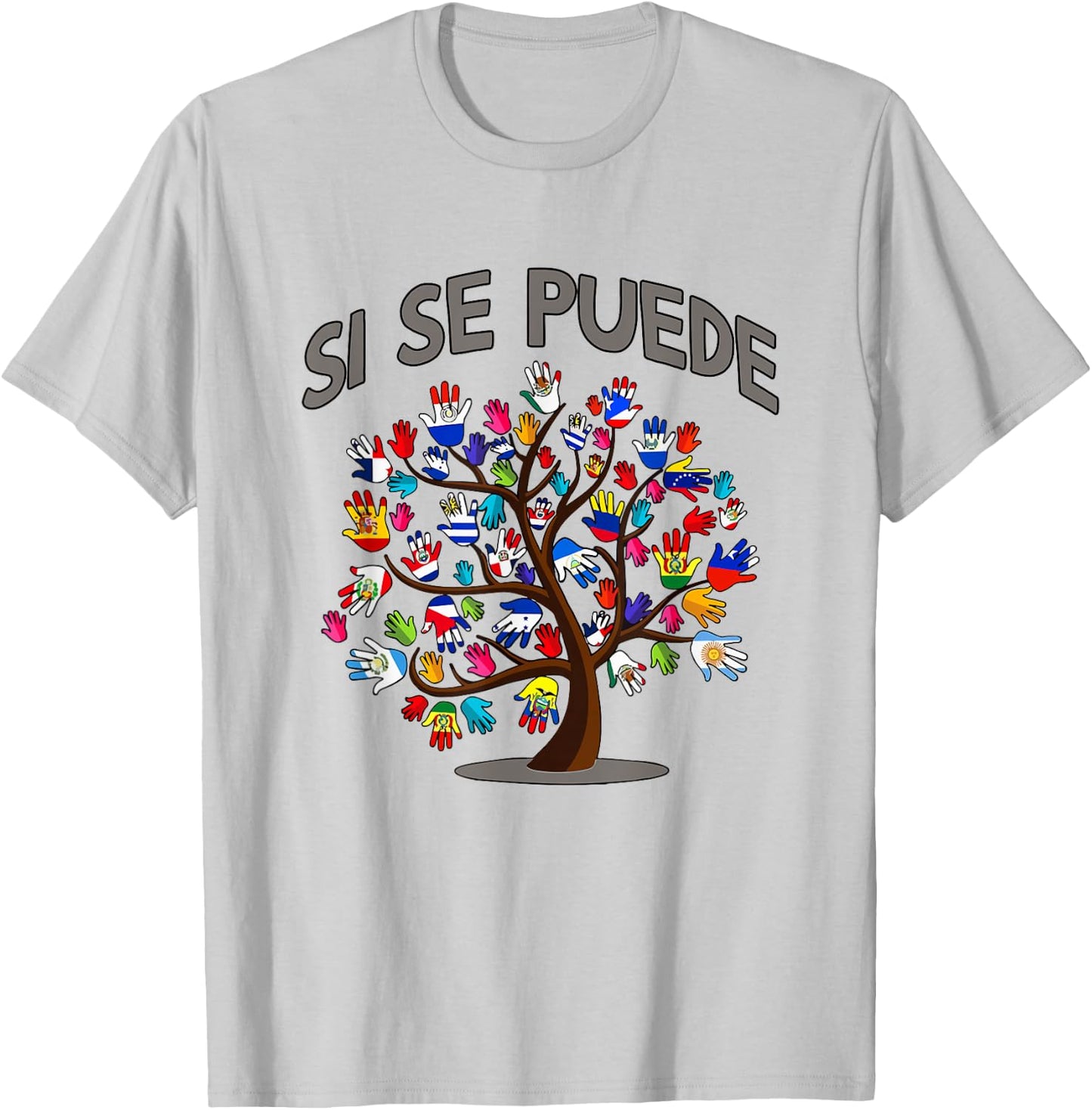 Hispanic Heritage Month Si Se Puede Tree Roots Latina Flag T-Shirt - T-Shirt | Ash