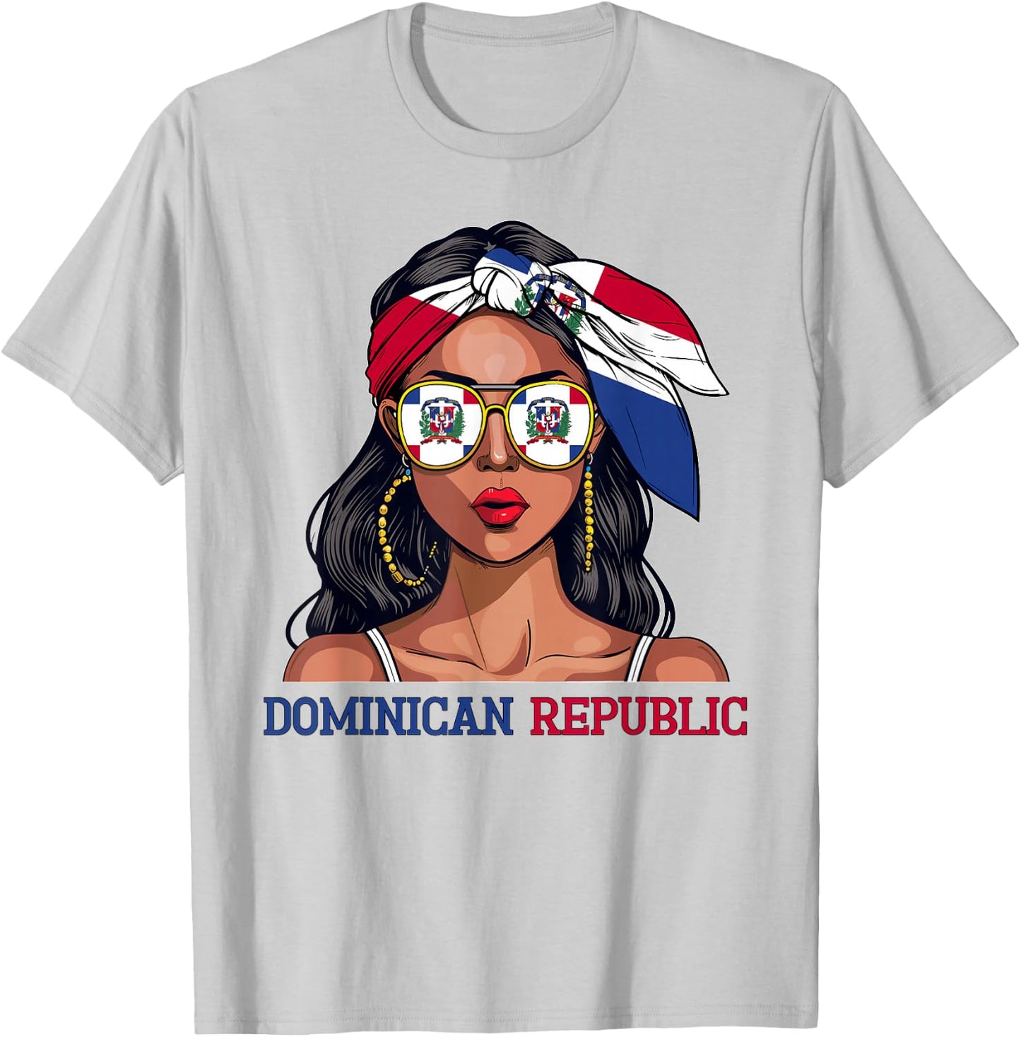 Dominican Souvenirs Woman Flag Roots Dominican Republic T-Shirt - T-Shirt | Ash