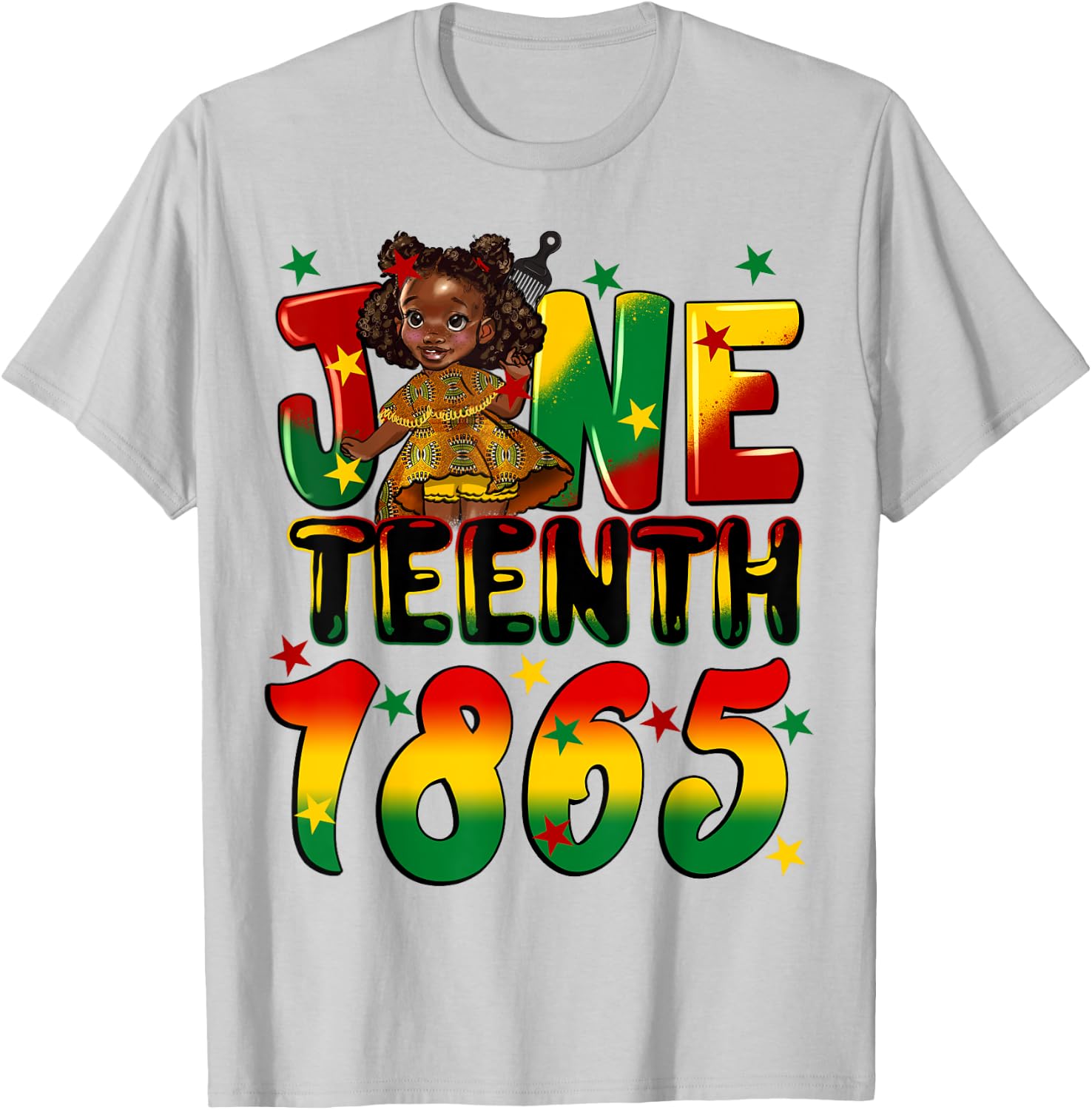 African American Melanin Black Girls Kids Juneteenth 1865 T-Shirt - T-Shirt | Ash