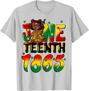 African American Melanin Black Girls Kids Juneteenth 1865 T-Shirt - T-Shirt | Ash