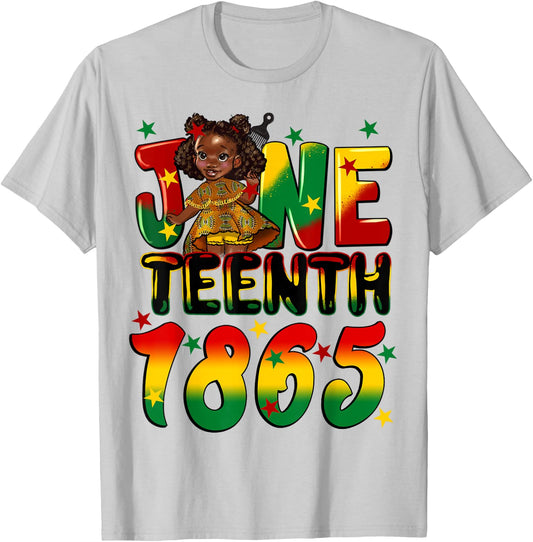 African American Melanin Black Girls Kids Juneteenth 1865 T-Shirt - T-Shirt | Ash