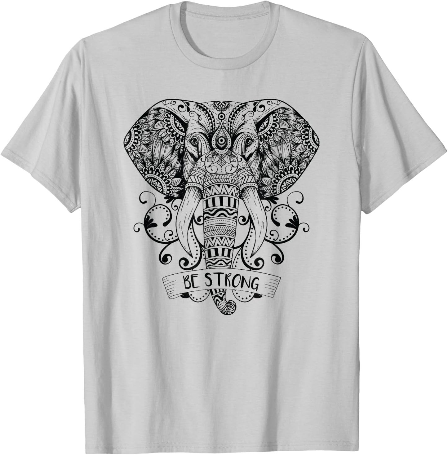 Elephant Yoga Elephant Mandala Ganesha Chakra Tribal T-Shirt - T-Shirt | Ash
