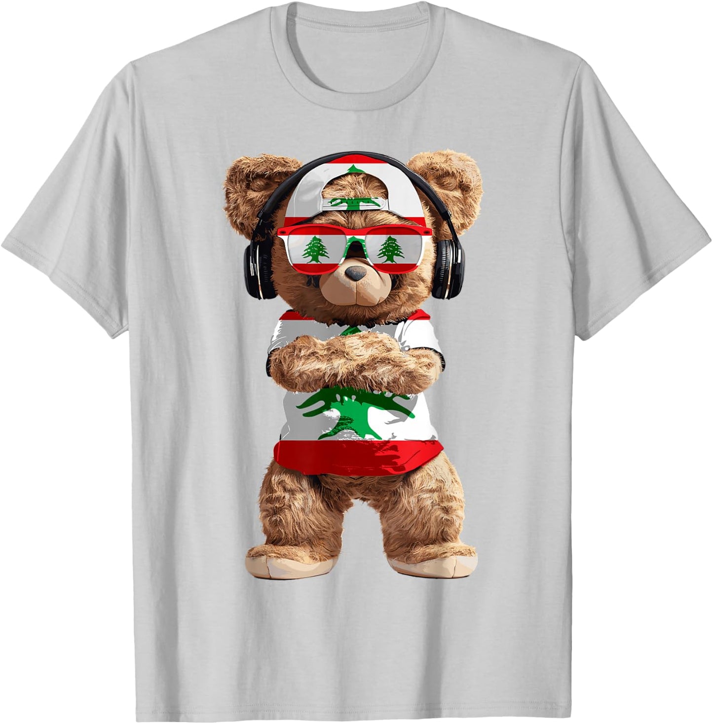 Lebanon Flag Souvenirs Bear Outfit Products Lebanese T-Shirt - T-Shirt | Ash