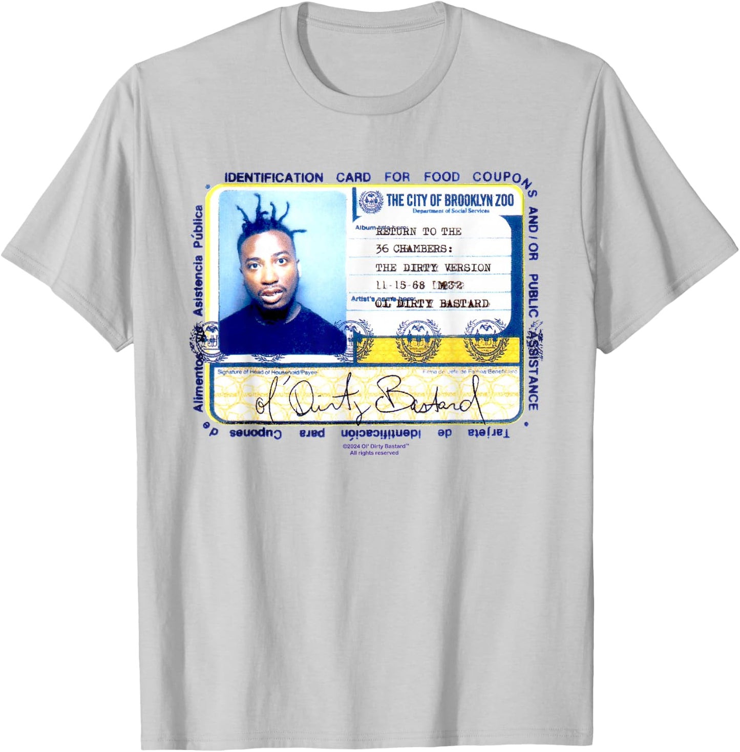 ODB Ol Dirty Ba-ard ID Return 36 Chambers Art Brooklyn Zoo T-Shirt - T-Shirt | Ash