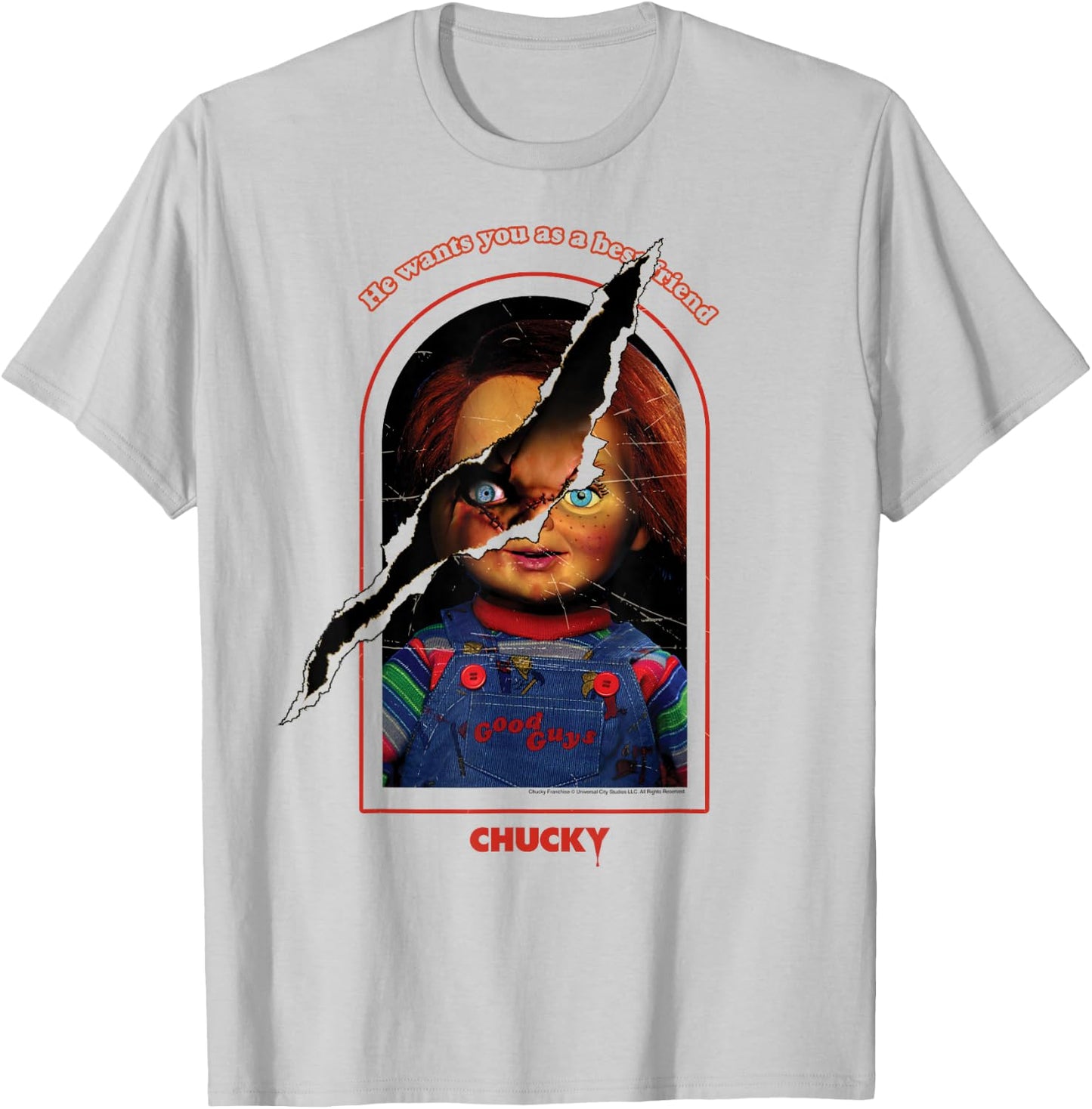 Chucky Split Face T-Shirt - T-Shirt | Ash