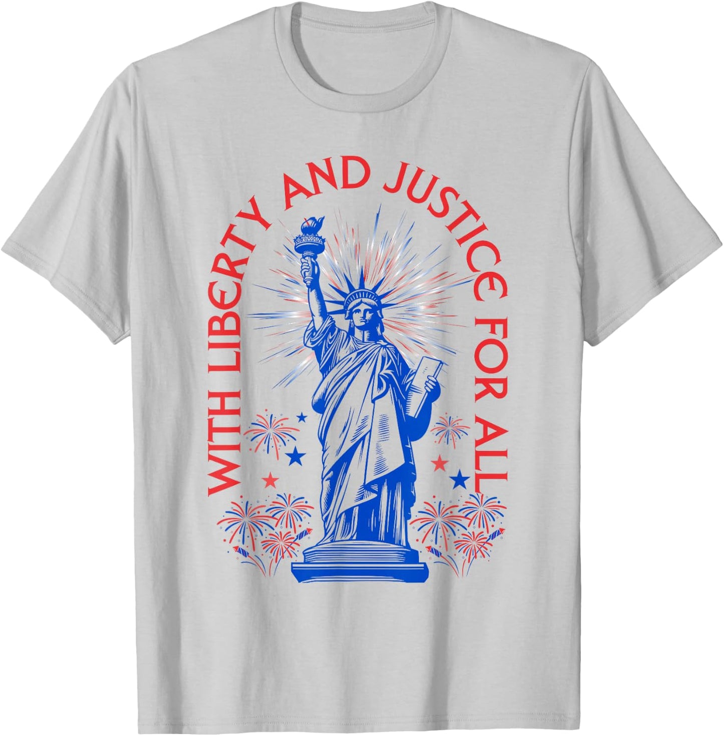 Retro Funny 4th Of July With Liberty And Justice For All T-Shirt - T-Shirt | Ash