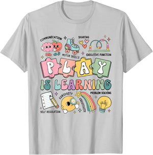 Retro Play Is Learning Kindergarten Teacher Team Women T-Shirt - T-Shirt | Ash