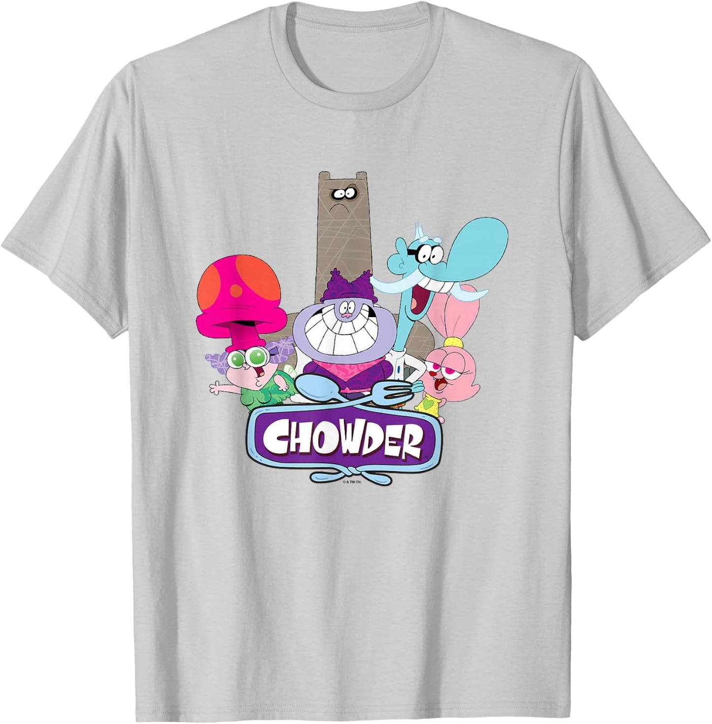 Chowder Main Characters Group Shot Logo T-Shirt - T-Shirt | Ash
