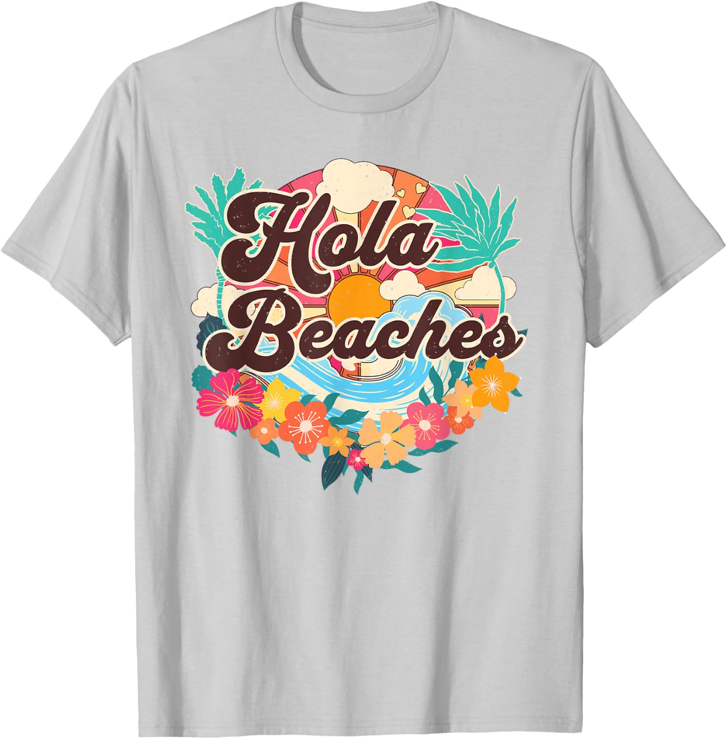 Hola Beaches Funny Beach Summer Vacation Family Matching Men Women Kids T-Shirt - T-Shirt | Ash