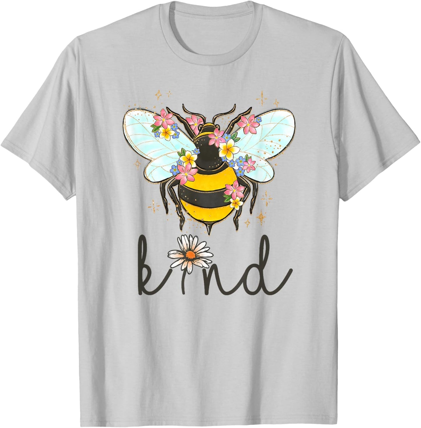 Cool Bee Kind Shirt Flower Funny Bumble Bee Women Girls T-Shirt - T-Shirt | Ash