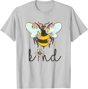 Cool Bee Kind Shirt Flower Funny Bumble Bee Women Girls T-Shirt - T-Shirt | Ash